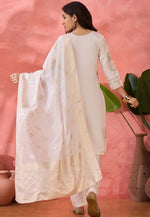 Load image into Gallery viewer, Off White Silk Readymade Pant Style Suit
