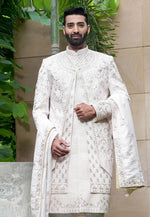 Load image into Gallery viewer, Off White Silk Sherwani
