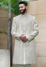 Load image into Gallery viewer, Off White Silk Sherwani
