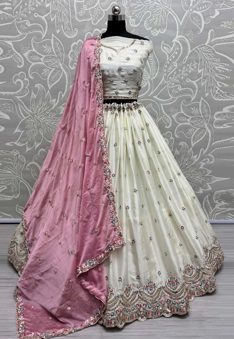 Off White Silk Wedding Lehenga Choli