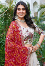 Load image into Gallery viewer, Off White Tissue Silk Readymade Circular Lehenga Choli
