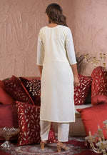 Load image into Gallery viewer, Off White Viscose Rayon Readymade Pant Style Suit
