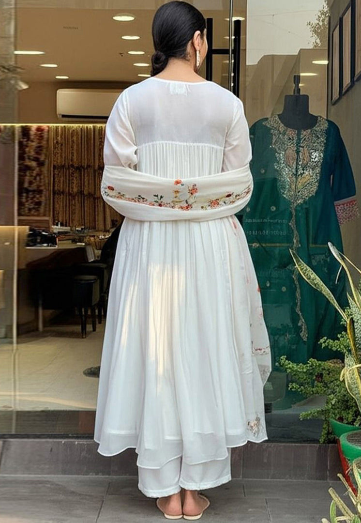 Off White Viscose Readymade Pakistani Suit