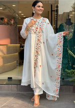 Load image into Gallery viewer, Off White Viscose Readymade Pakistani Suit
