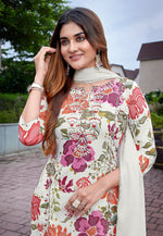 Load image into Gallery viewer, Off White Viscose Readymade Sharara Suit
