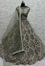 Load image into Gallery viewer, Olive Green Net Wedding Lehenga Choli
