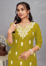 Load image into Gallery viewer, Olive Green Rayon Short Kurti
