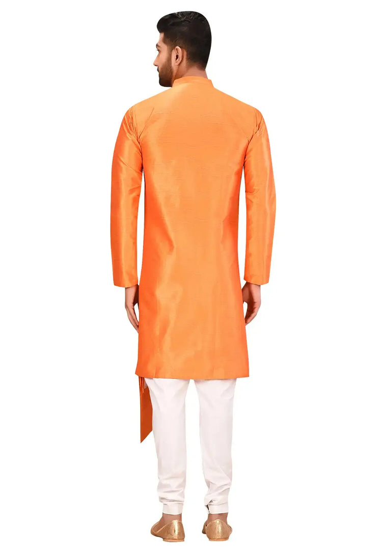 Orange Art Silk Indo Western Suit