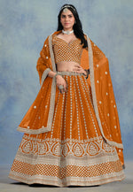 Load image into Gallery viewer, Orange Art Silk Lehenga Choli
