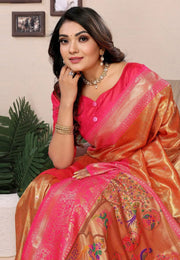 Orange Banarasi Silk Saree