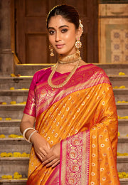 Orange Banarasi Silk Saree