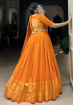 Load image into Gallery viewer, Orange Chanderi Circular Lehenga Choli
