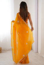 Load image into Gallery viewer, Orange Chiffon Saree With Blouse

