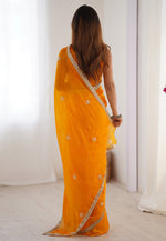 Load image into Gallery viewer, Orange Chiffon Saree With Blouse
