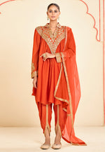 Load image into Gallery viewer, Orange Chinon Dhoti Salwar Kameez
