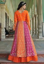 Load image into Gallery viewer, Orange Chinon Indo Western Lehenga Choli
