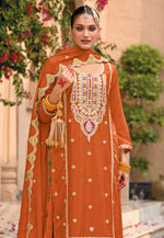 Load image into Gallery viewer, Orange Chinon Pakistani Suit
