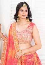 Load image into Gallery viewer, Orange Chinon Silk Circular Lehenga Choli
