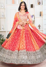 Load image into Gallery viewer, Orange Chinon Silk Circular Lehenga Choli
