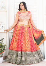 Load image into Gallery viewer, Orange Chinon Silk Circular Lehenga Choli
