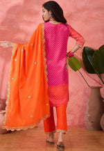 Load image into Gallery viewer, Orange Chinon Silk Readymade Pant Style Suit
