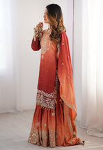 Load image into Gallery viewer, Orange Chinon Silk Readymade Sharara Suit
