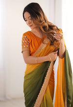 Load image into Gallery viewer, Orange Chinon Silk Saree With Blouse
