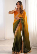 Load image into Gallery viewer, Orange Chinon Silk Saree With Blouse
