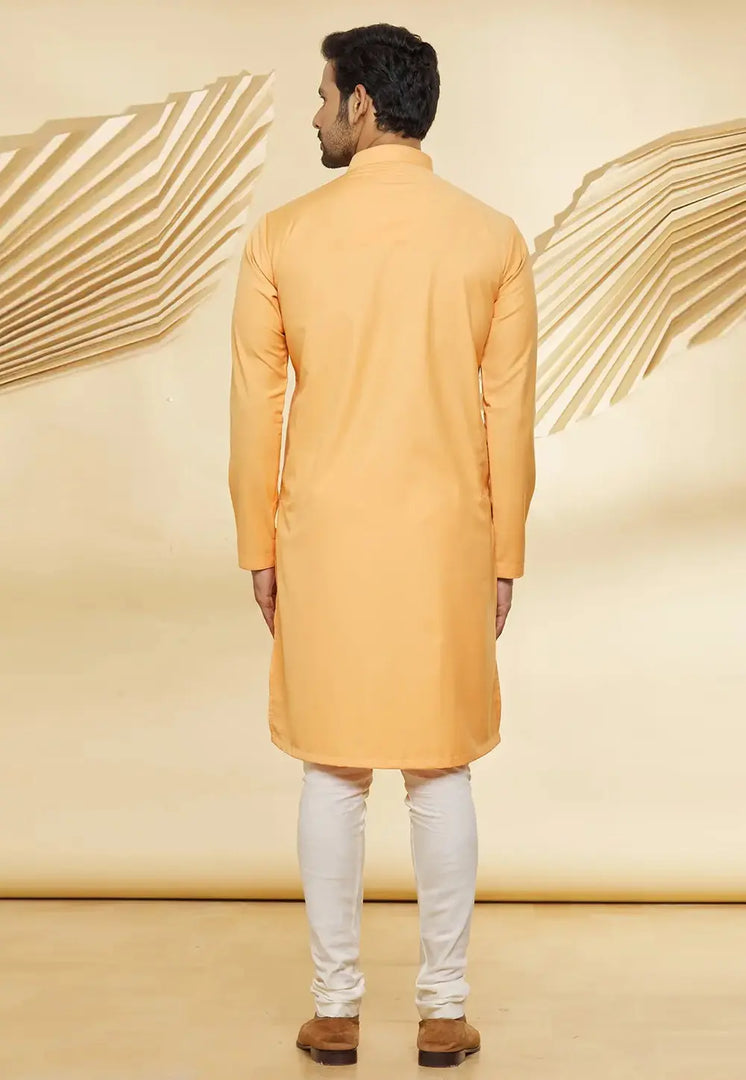 Orange Cotton Indo Western Suit