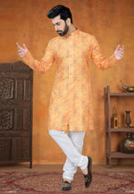 Load image into Gallery viewer, Orange Cotton Indo Western Suit
