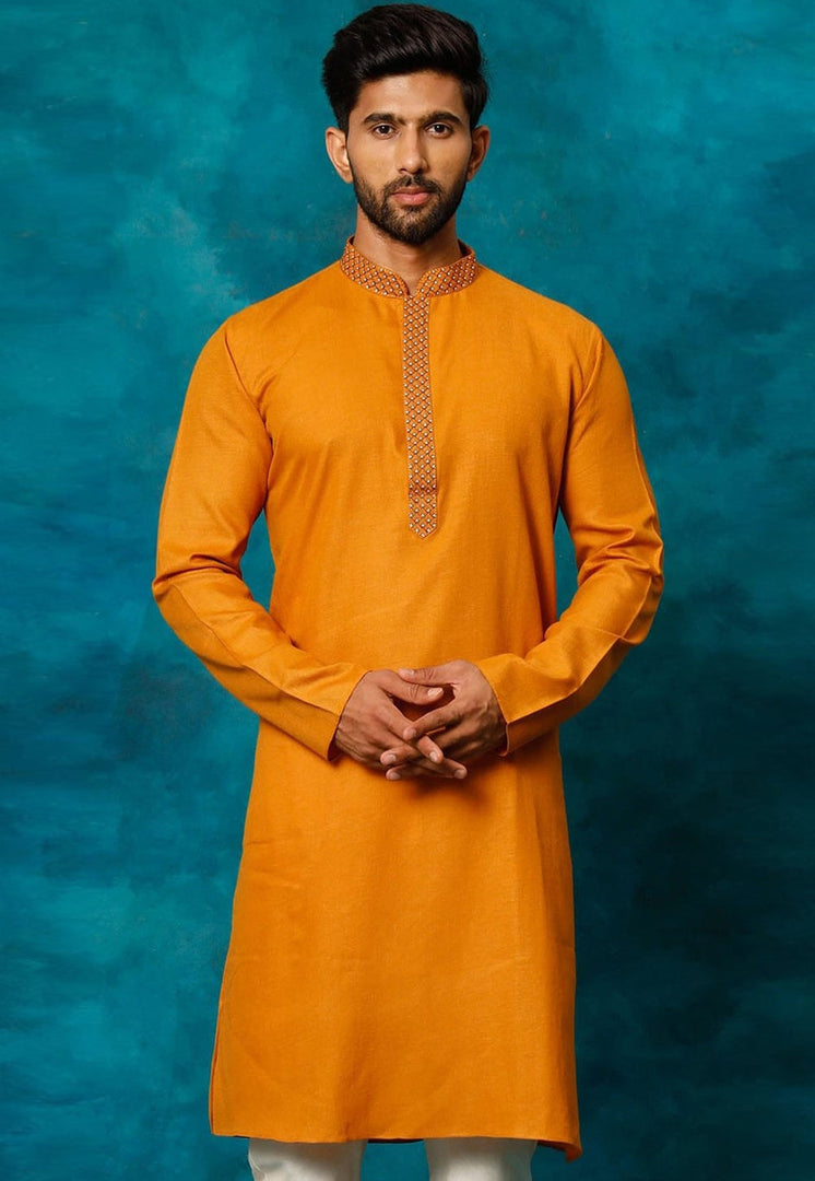Orange Cotton Kurta Pajama