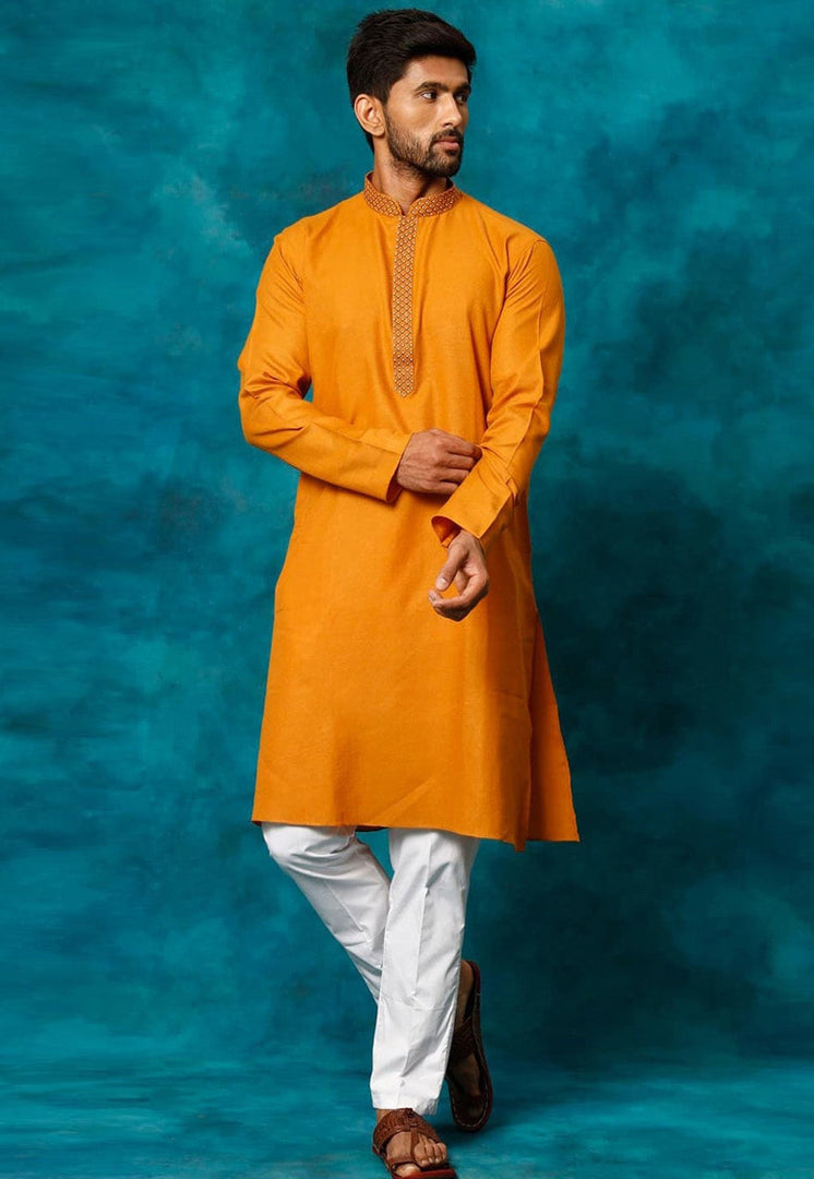 Orange Cotton Kurta Pajama