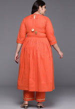 Load image into Gallery viewer, Orange Cotton Kurta Set With Pant
