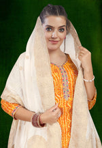 Load image into Gallery viewer, Orange Cotton Readymade Pant Style Suit
