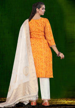 Load image into Gallery viewer, Orange Cotton Readymade Pant Style Suit
