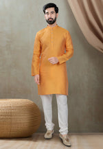Load image into Gallery viewer, Orange Cotton Silk Kurta Pajama

