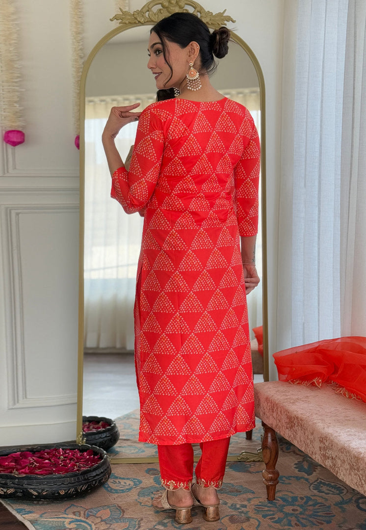 Orange Crepe Readymade Pakistani Suit