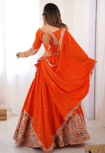 Load image into Gallery viewer, Orange Crepe Silk Navratri Chaniya Choli
