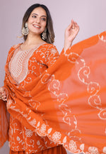 Load image into Gallery viewer, Orange Faux Georgette Readymade Sharara Suit
