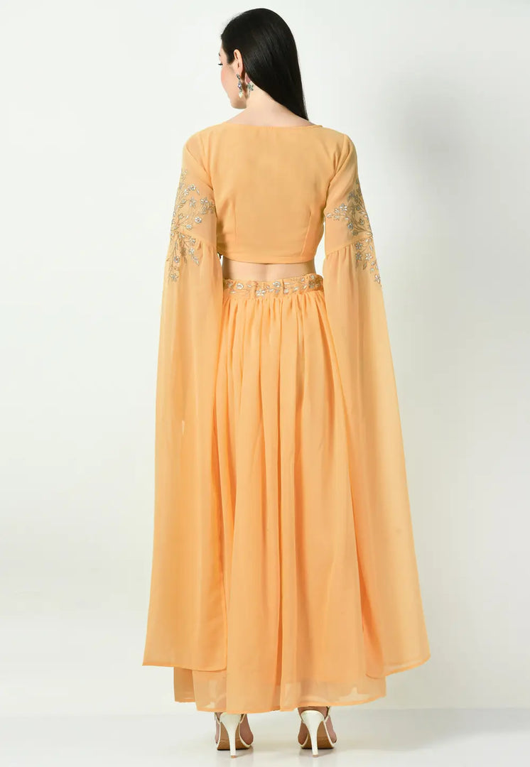 Orange Georgette A Line Lehenga Choli