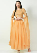 Load image into Gallery viewer, Orange Georgette A Line Lehenga Choli
