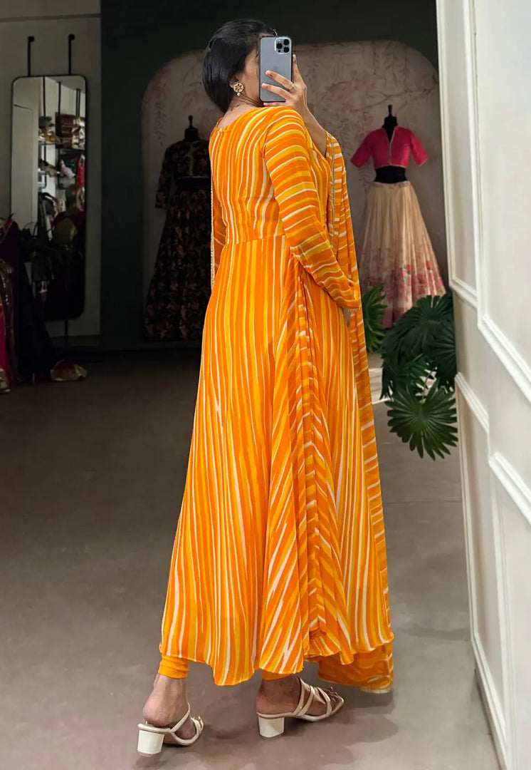 Orange Georgette Readymade Anarkali Suit