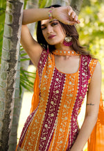 Load image into Gallery viewer, Orange Georgette Readymade Gharara Suit
