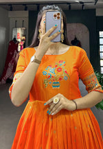 Load image into Gallery viewer, Orange Jacquard Silk Gown
