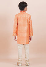 Load image into Gallery viewer, Orange Jacquard Silk Kids Kurta Pajama
