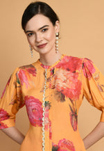 Load image into Gallery viewer, Orange Muslin Kurta Set With Palazzo
