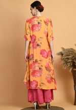 Load image into Gallery viewer, Orange Muslin Kurta Set With Palazzo
