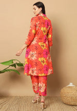 Load image into Gallery viewer, Orange Muslin Kurta Set With Pent
