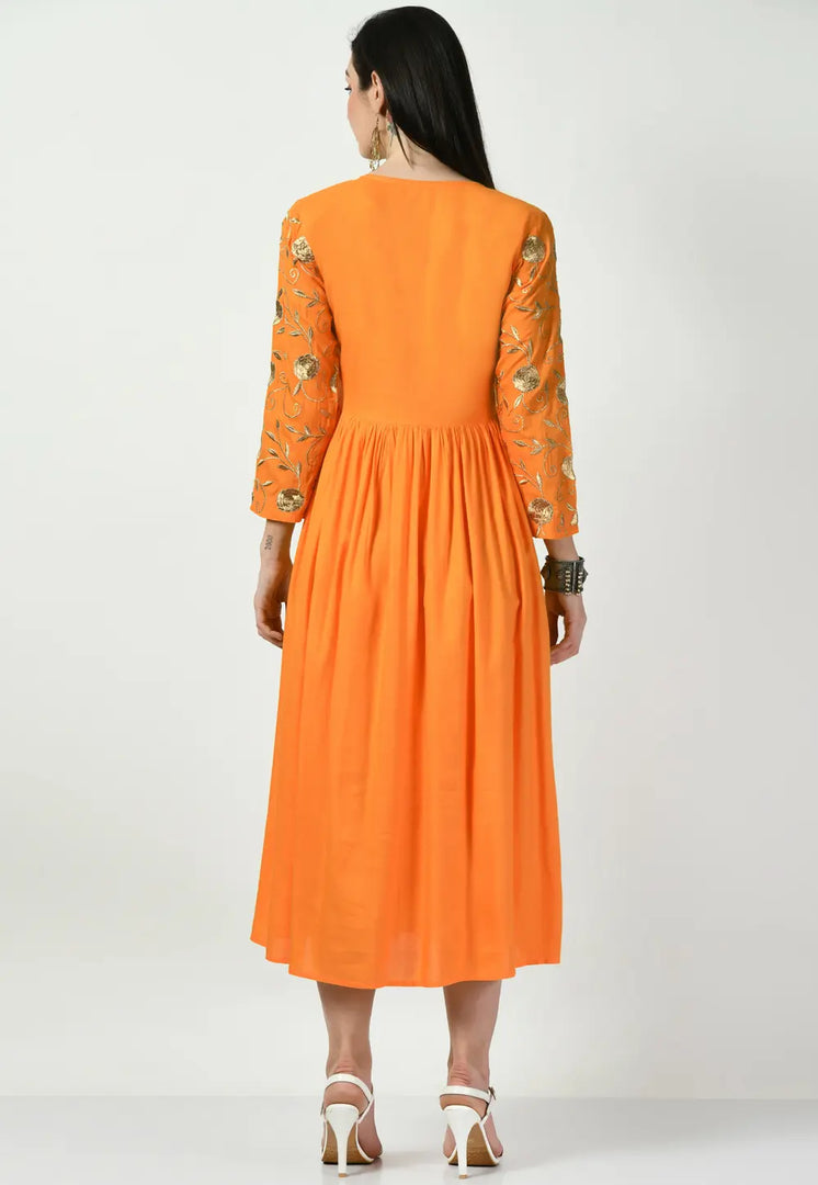 Orange Rayon Gown