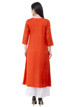 Load image into Gallery viewer, Orange Rayon Kurta Set With Palazzo
